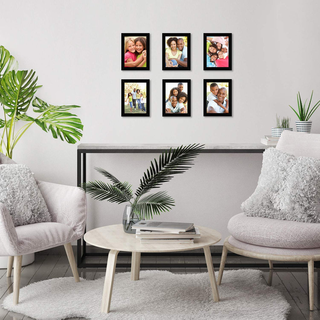 Americanflat 5x7 Picture Frame Set of 6 - Black Gallery Wall Frames with Polished Plexiglass and Engineered Wood - Model GSK0507BK6PK