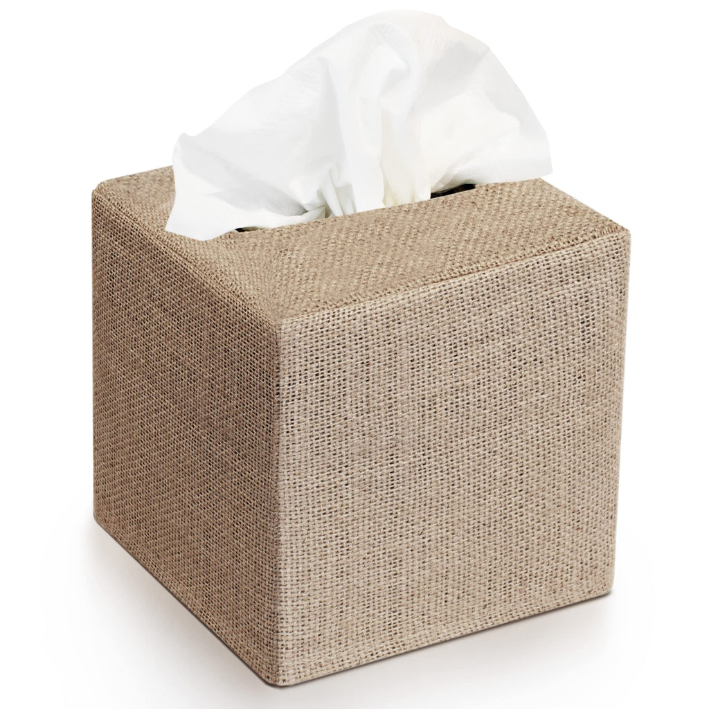 Stylish Tissue Box Cover - This Burlap Holder Instantly Covers Your Square Tissue Boxes - The Perfect Fall Decorative Cube Cover