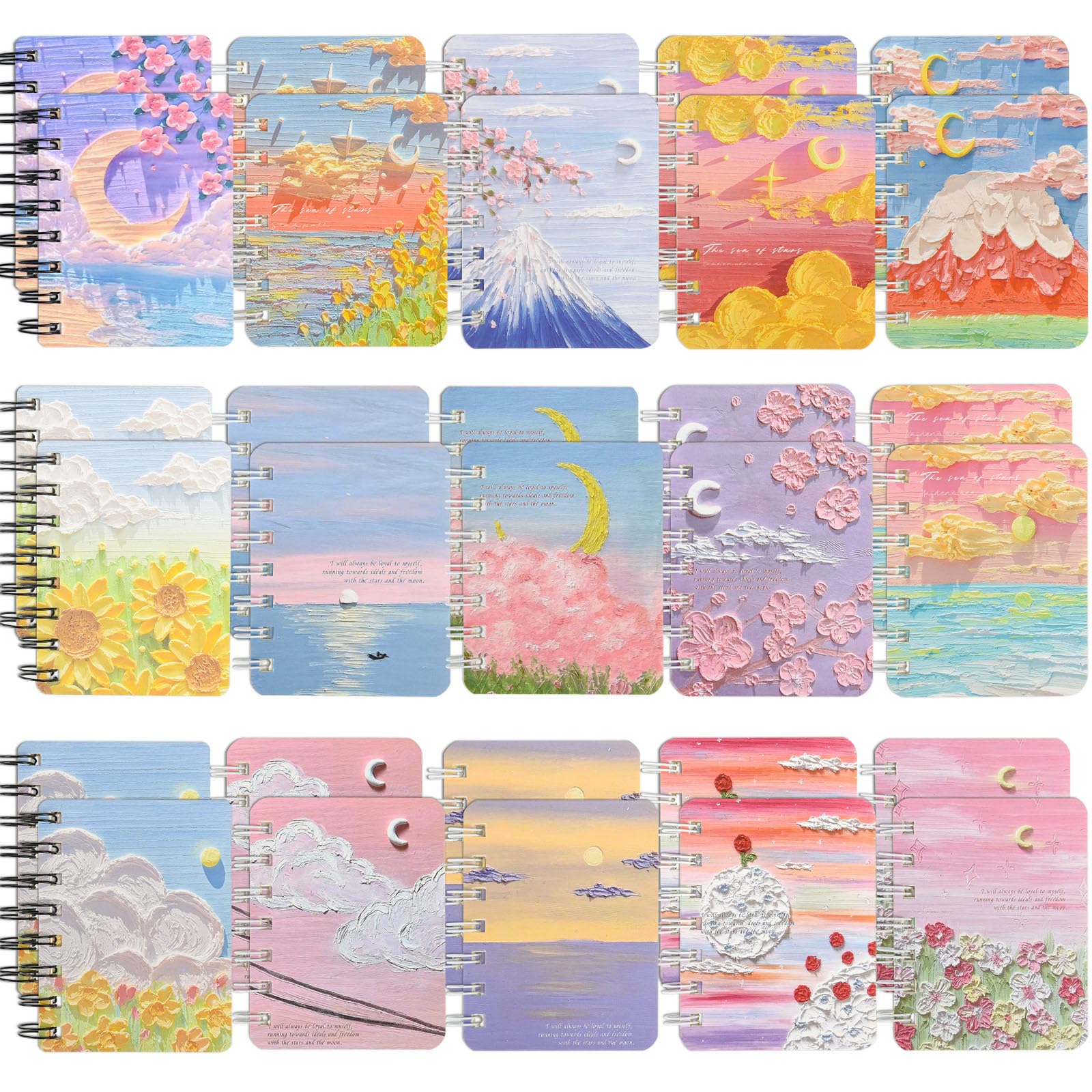 Ulema 30 Packs Mini Notebooks Portable Pocket Notebook For Birthday Party And Office Party Favors College Ruled Pages (Oil Paint