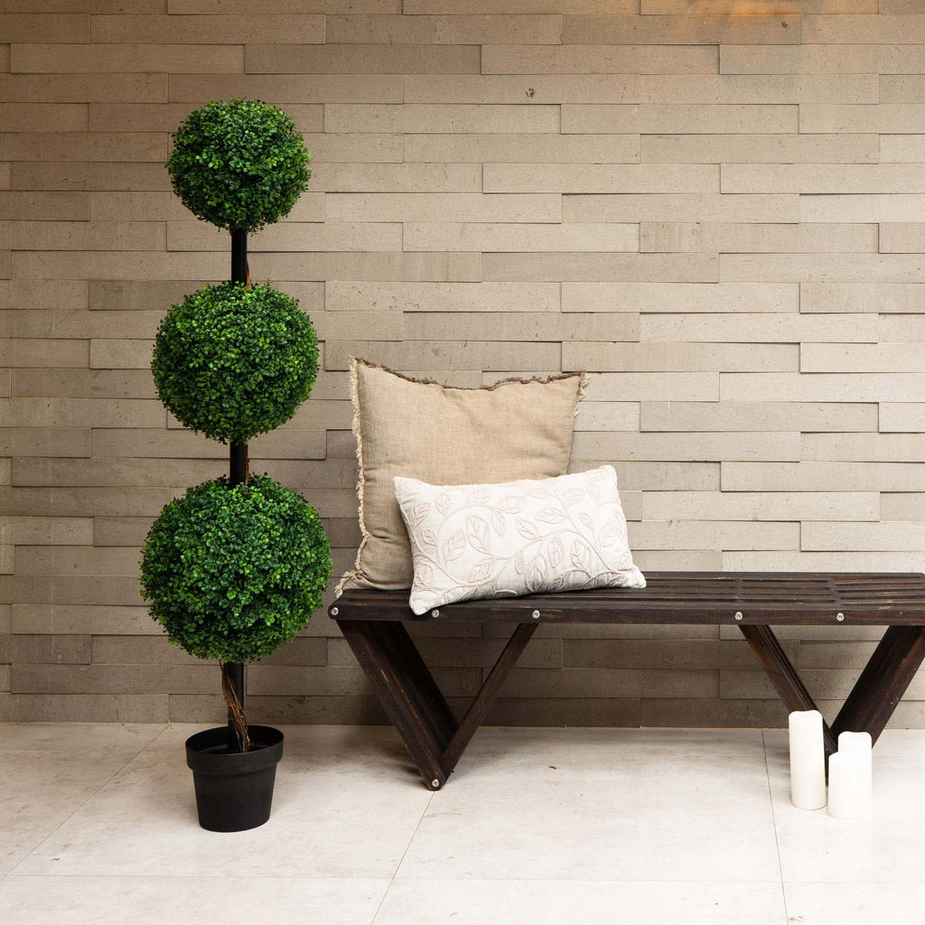 Nearly Natural 4Ft. Artificial Triple Ball Boxwood Topiary Tree (Indoor/Outdoor)
