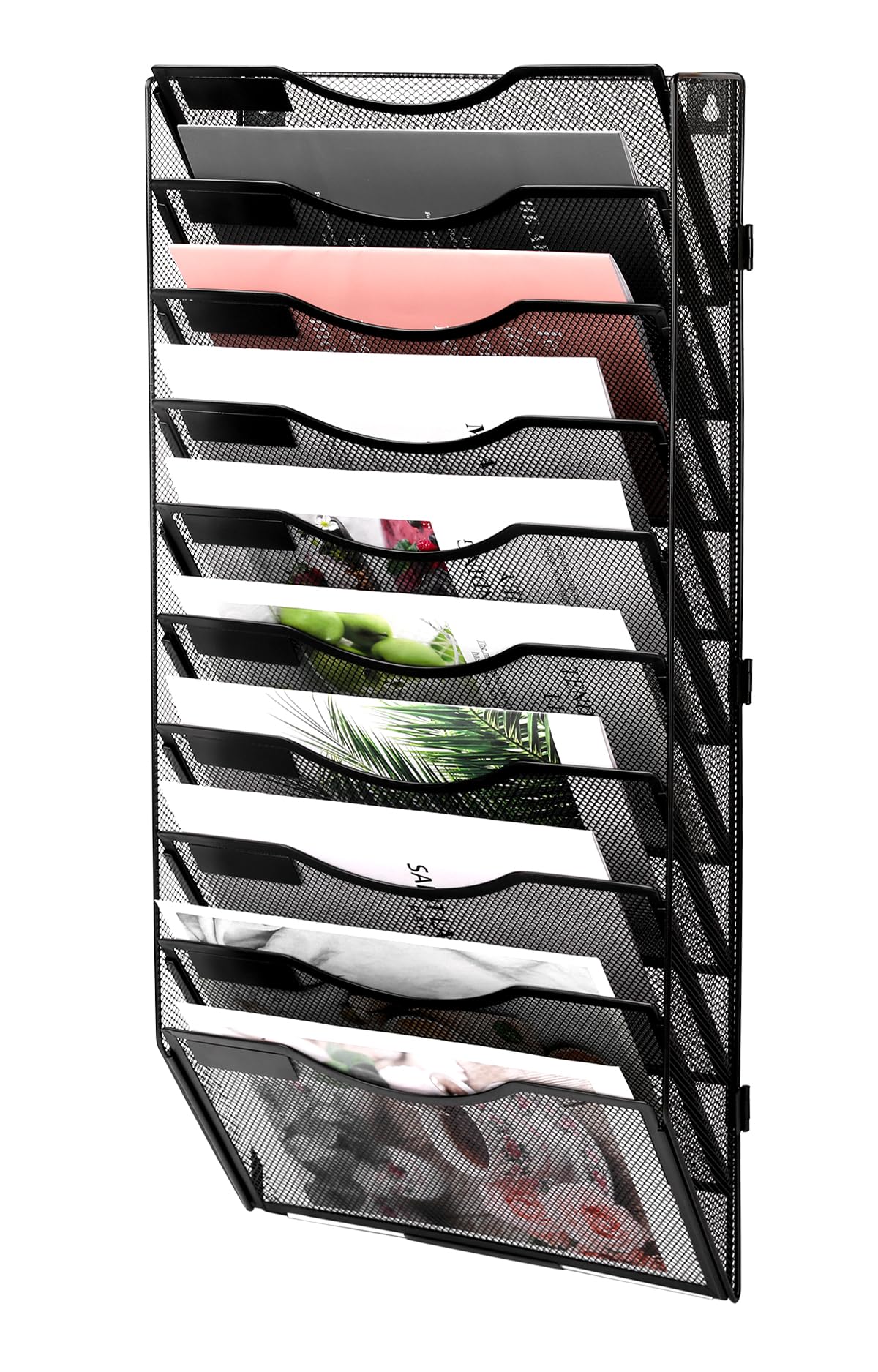 Easypag Mail Organizer Wall Mounted File Holder 10 Pocket Assembly Office Hanging File Organizer Magazine Folder Rack With Namet