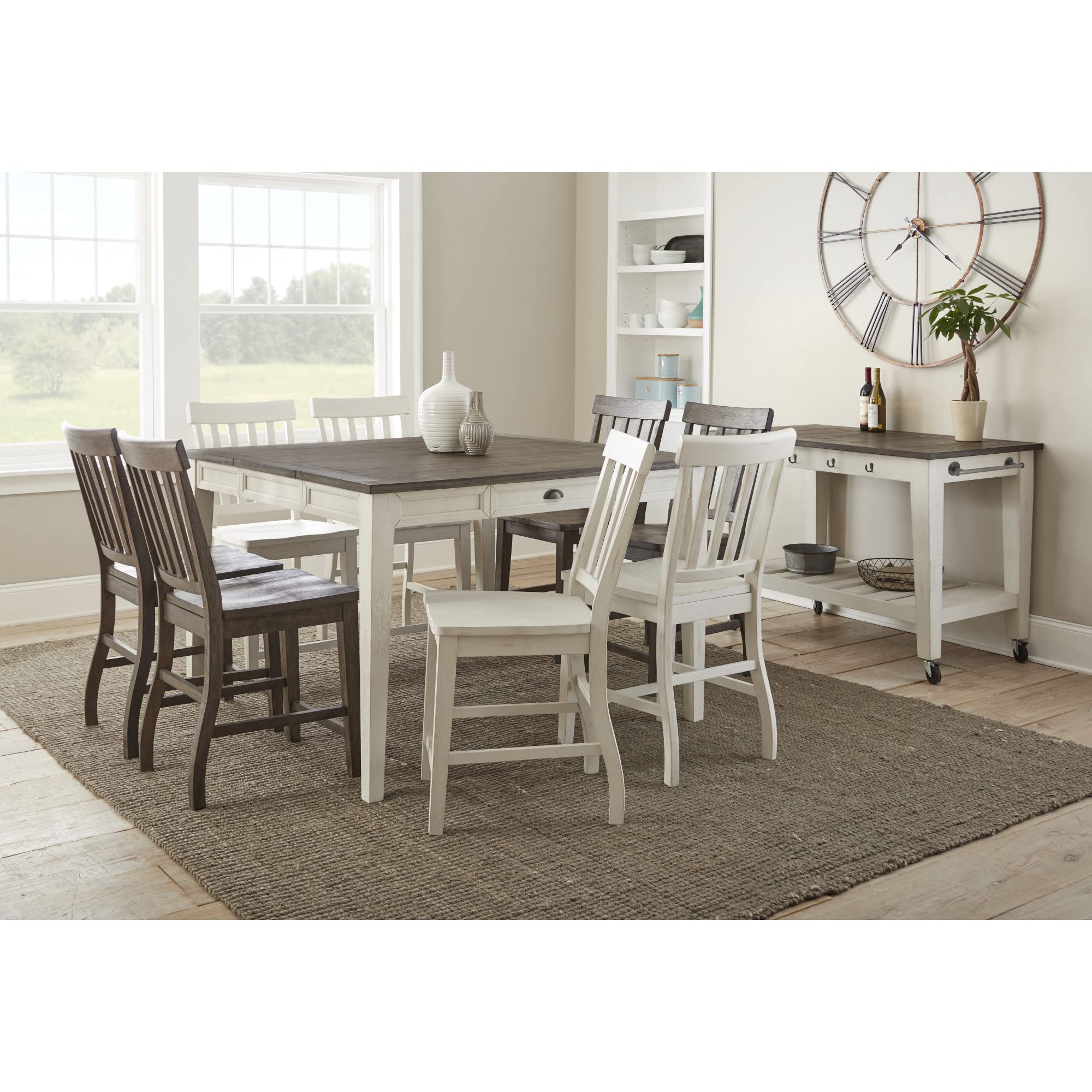 Steve Silver Cayla Stools, Farmhouse Style, Solid Rubberwood, Distressed Antique White Finish, Set of 2 Counter Chair, 19" L x 24" W x 42" H, Ivory