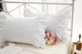 Meaning4 White Ruffles Pillow Shams Queen Size Ruffled Pillowcases Pillow Covers 30'X20' 2-Pack Pure Cotton