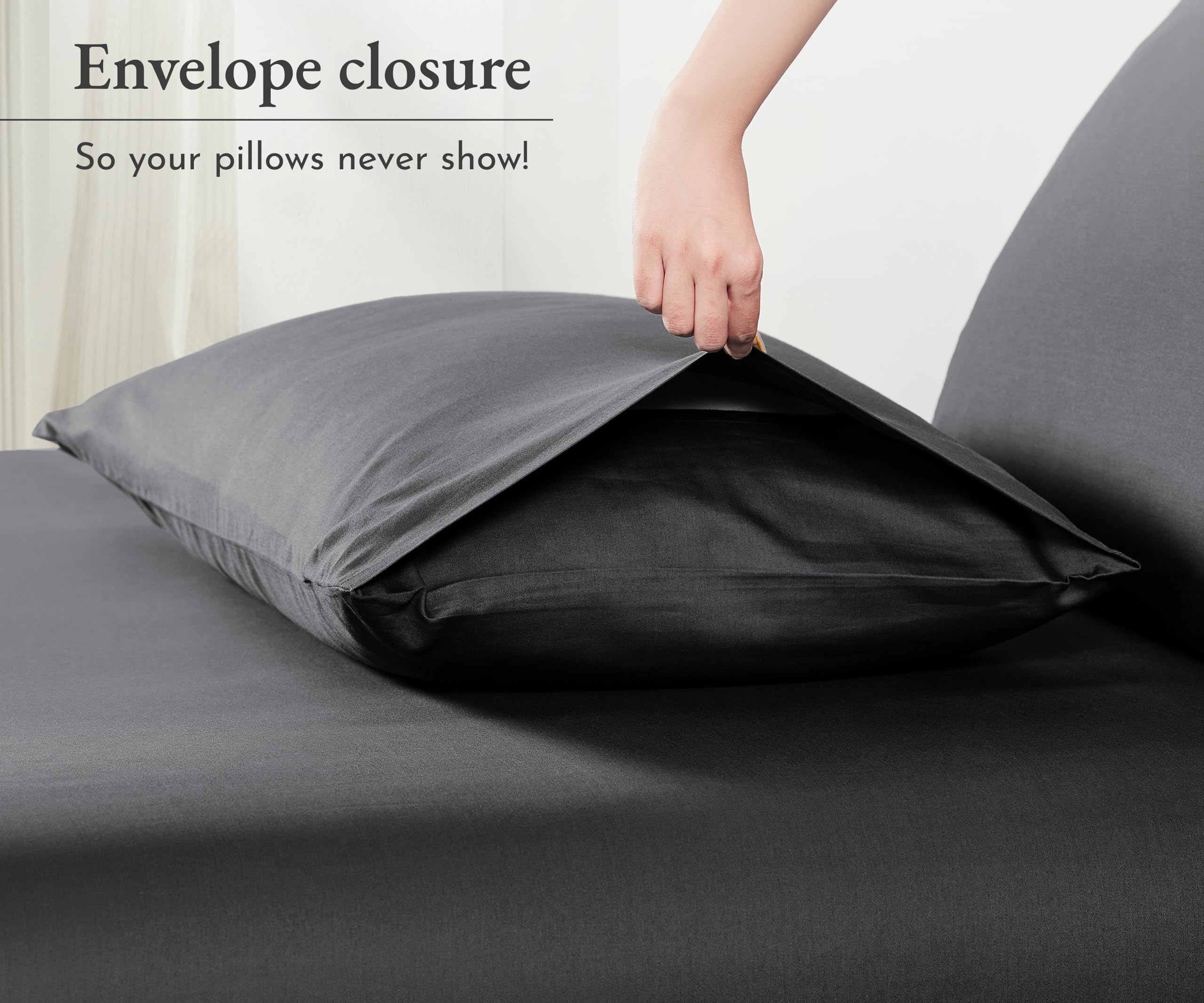 California Design Den 100% Cotton Pillow Cases Standard Size Set Of 2, Soft & Cooling Sateen Weave Pillow Cases Queen (Grey)