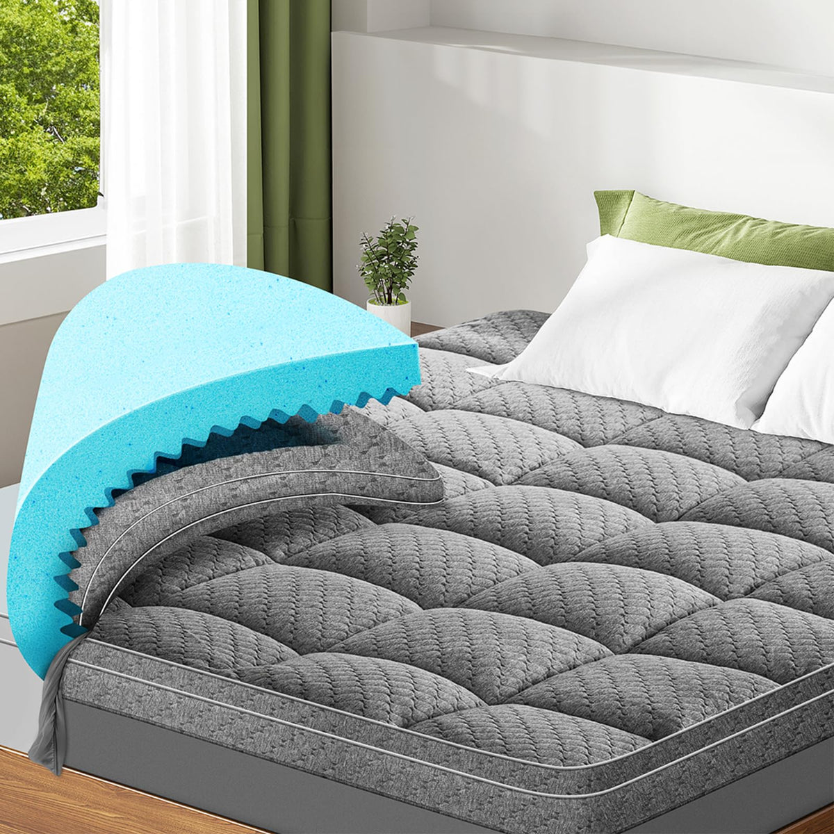 Dual Layer 3 Inch Memory Foam Mattress Topper Twin Xl Size,2 Inch Cooling Gel Memory Foam Plus 1 Inch Down Alternative Pillowtop