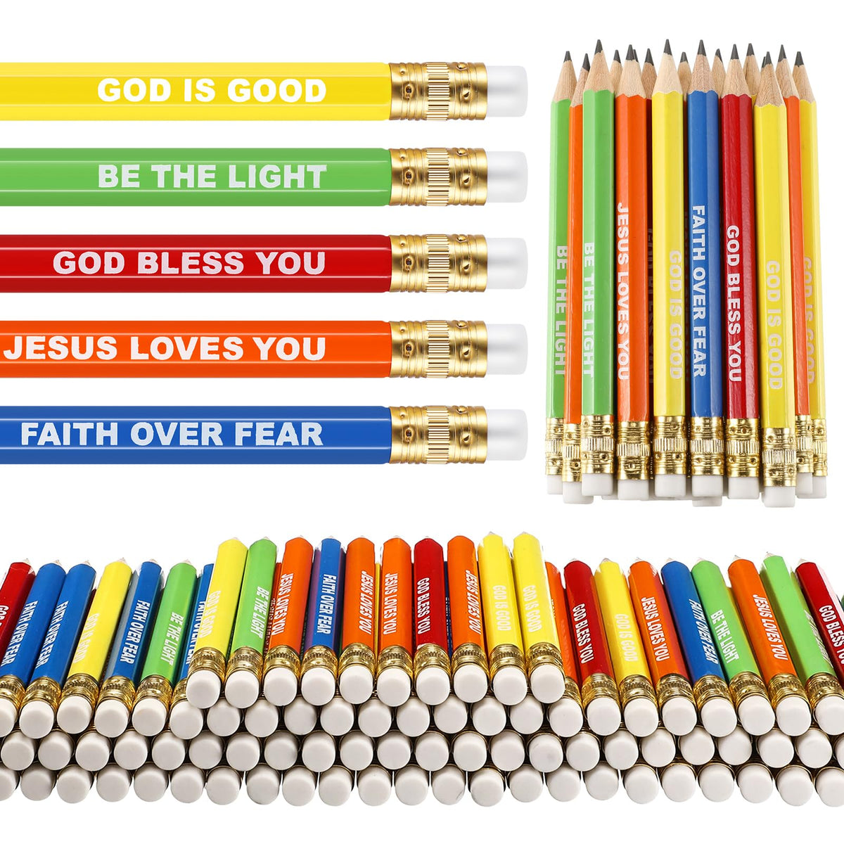 Jetec 100 Pcs Jesus Loves You Mini Pencils Bulk Inspirational Golf Pencils Christian Gifts For Kids Religious Sunday Class Suppl