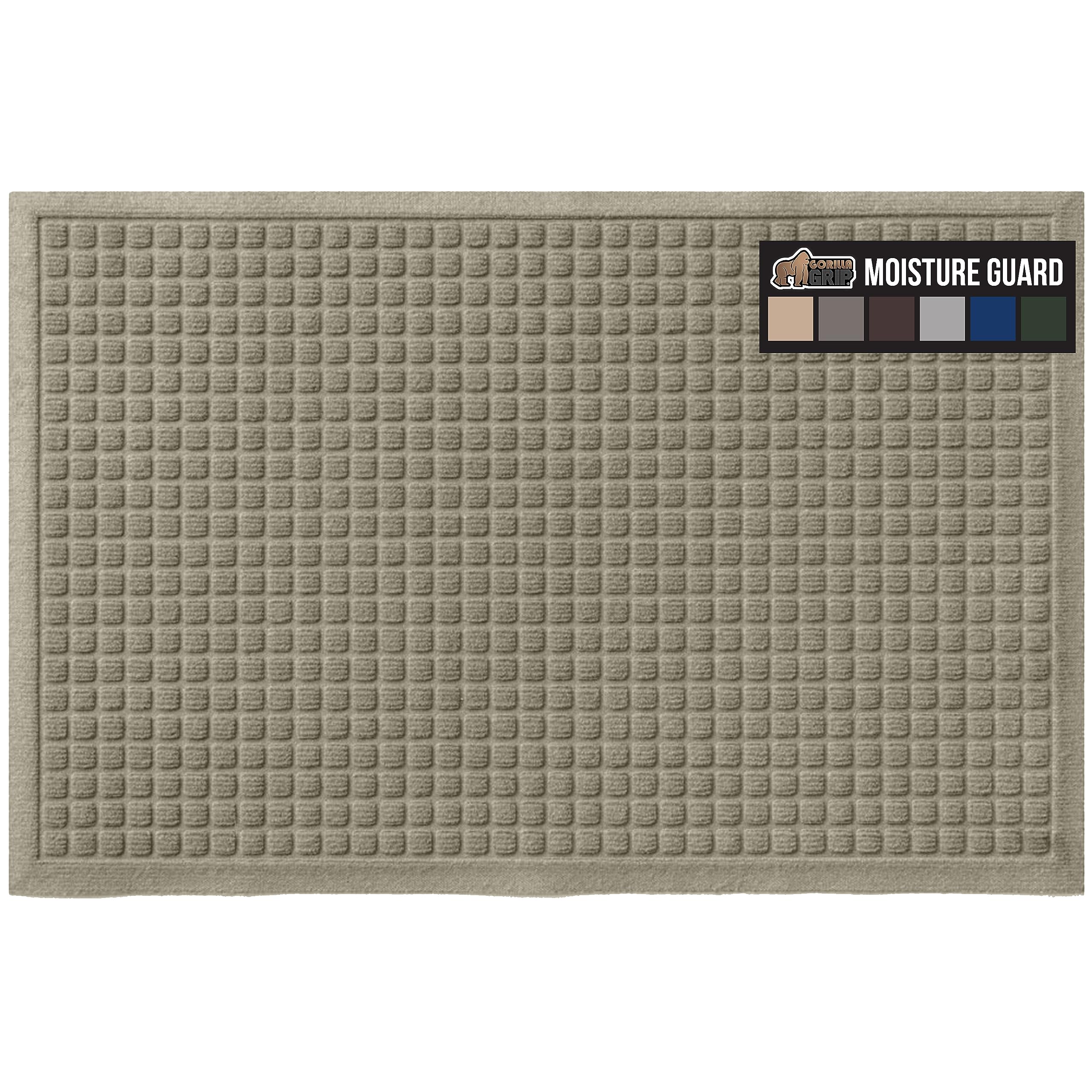Gorilla Grip Ultra Absorbent Moisture Guard Doormat, Absorbs Up To 2.75 Cups Of Water, Stain And Fade Resistant, Spiked Rubber Backing, All Weather Mats Capture Dirt, Indoor Outdoor, 72X24, Beige
