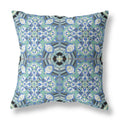 HomeRoots Blue White Black 16â€ Sapphire White Cloverleaf Boho Zippered Suede Throw Pillow