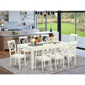 East West Furniture LGBO9-LWH-W 9 Piece Kitchen Set Includes a Rectangle Table with Butterfly Leaf and 8 Dining Room Chairs, 42x84 Inch