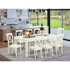 East West Furniture LGBO9-LWH-W 9 Piece Kitchen Set Includes a Rectangle Table with Butterfly Leaf and 8 Dining Room Chairs, 42x84 Inch