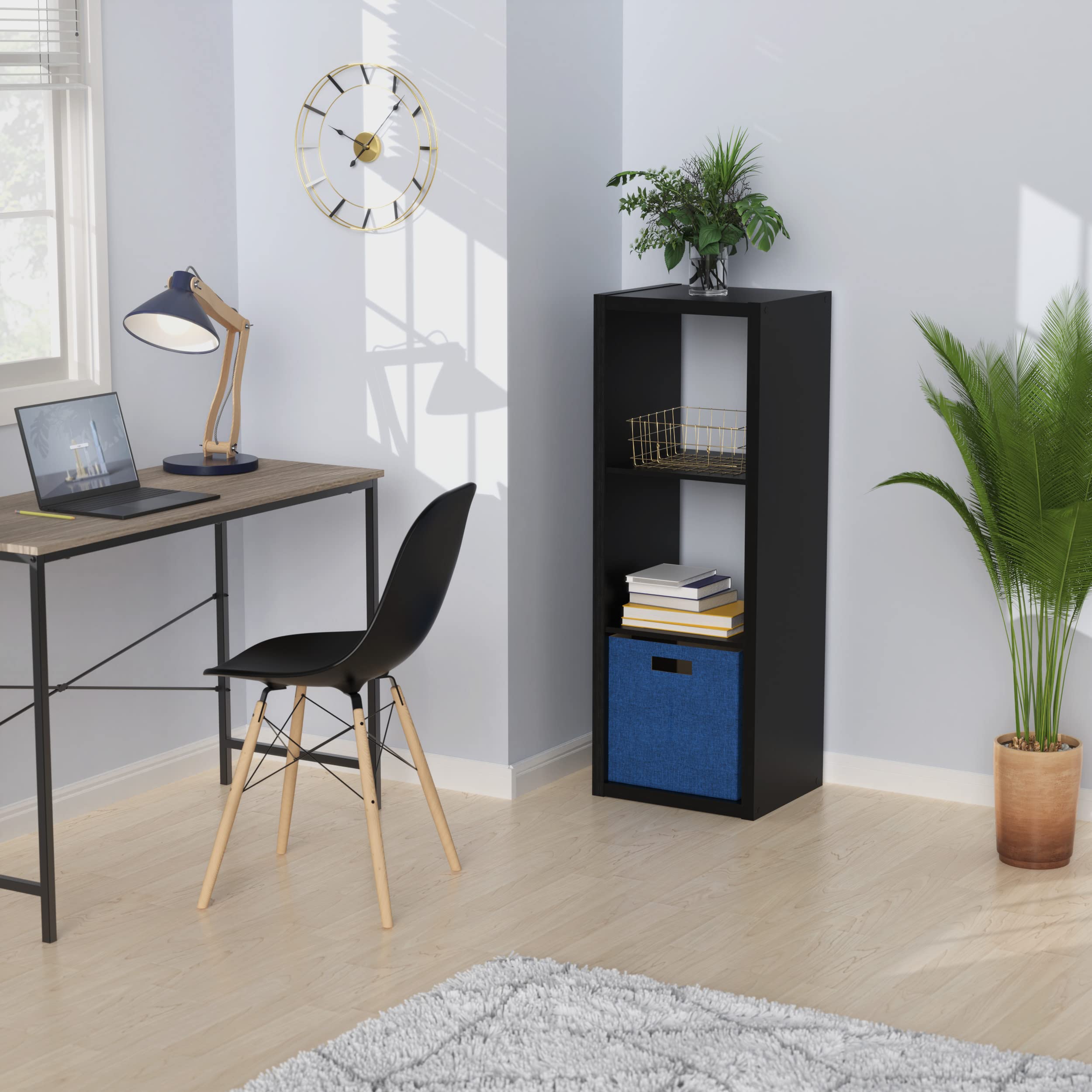 Closetmaid 4548 Decorative Open Back 3-Cube Storage Organizer, Black