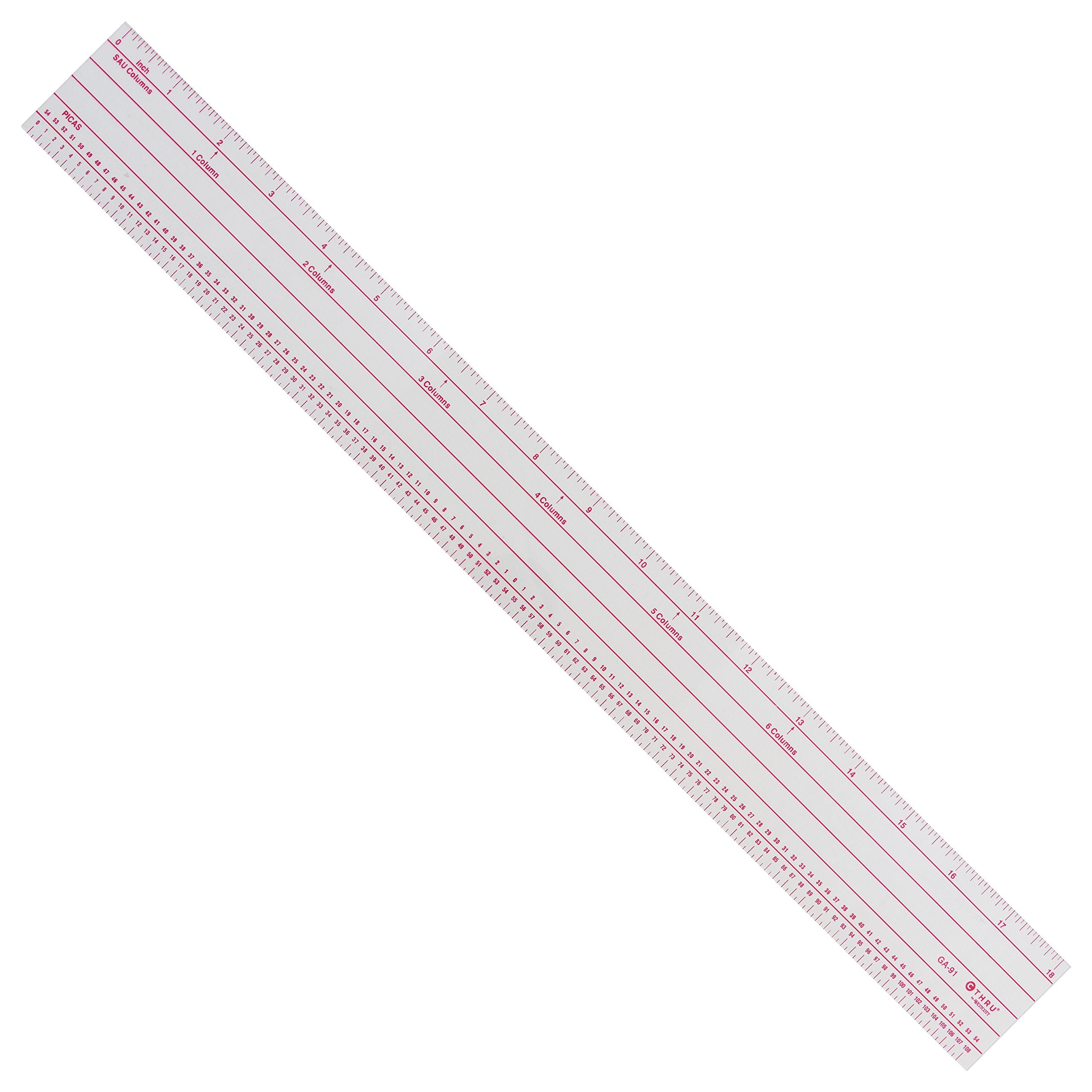 Westcott Graphic Arts Pica Ruler, 18', Transparent (Ga-91)