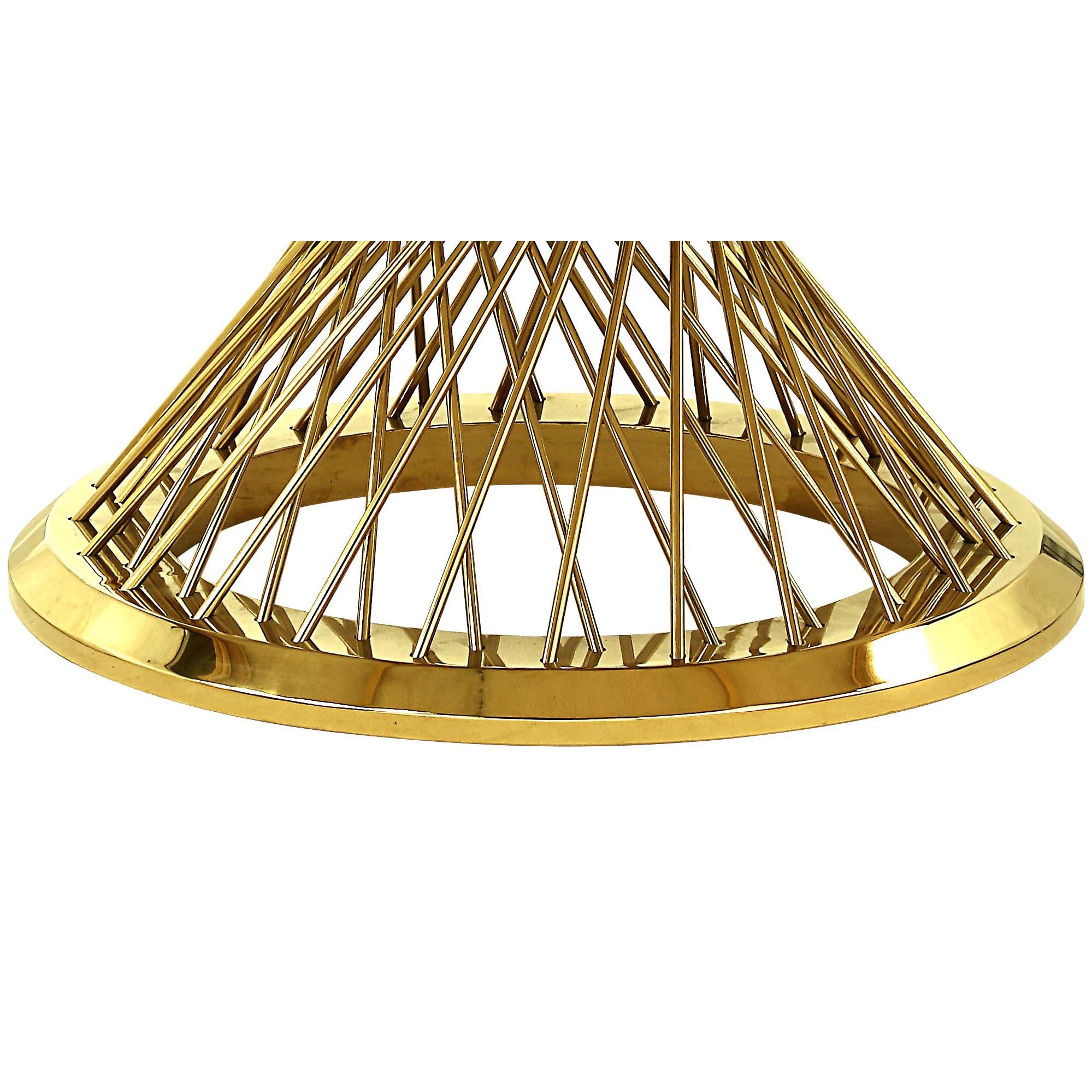 Acme Fallon Round Marble Top Dining Table in Mirrored Gold Finish