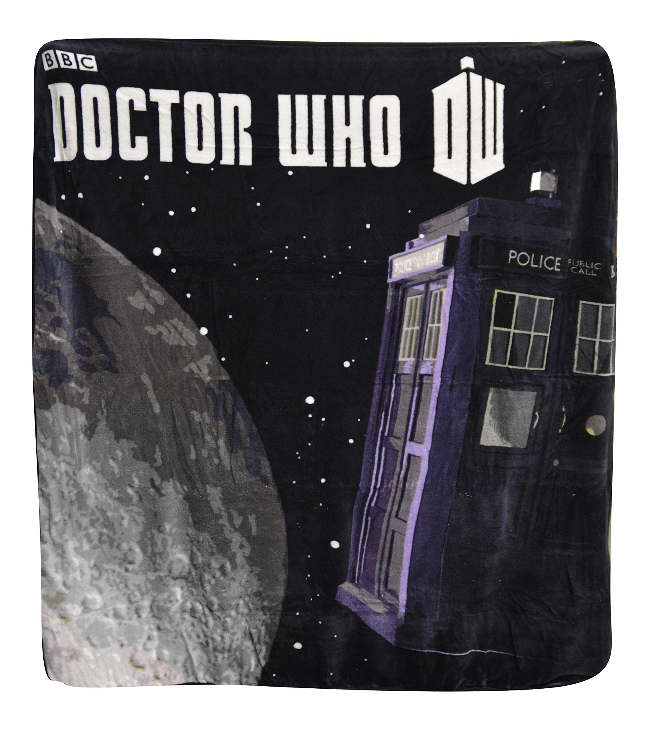 Doctor Who Tardis Moon In Space Fleece Throw Blanket50'X60'