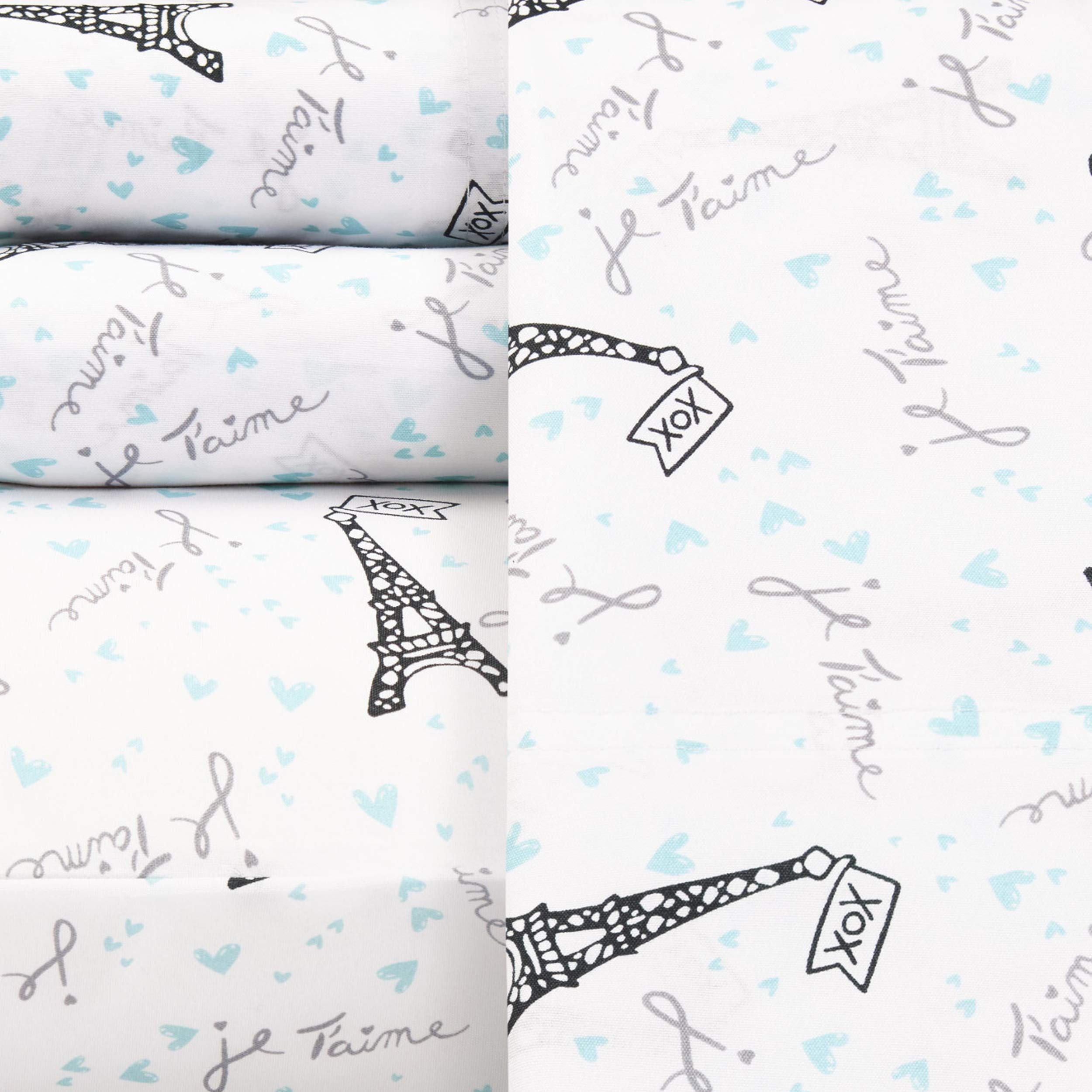 Betsey Johnson - Twin Xl Sheets, Silky & Lightweight Bedding, Fade & Wrinkle Resistant (Je T'Aime Paris, Twin Xl)