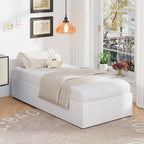 Upcanso 16 Inch Twin Xl Bed Frames With White Skirt Cover, Metal Bed Frame Twin Xl With Storage, Heavy Duty, No Box Spring Needed, Easy Assembly, Noise Free, Mattress Foundation