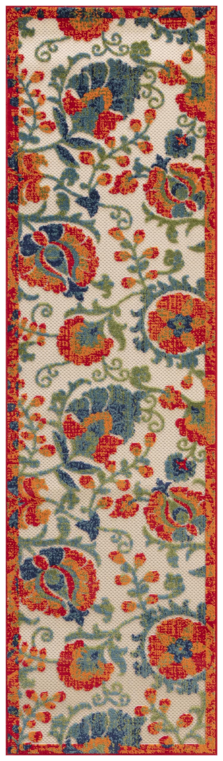 Nourison Aloha Indoor/Outdoor Red Multicolor 2' X 6' Area Rug, Easy Cleaning, Non Shedding, Bed Room, Living Room, Dining Room, Backyard, Deck, Patio (2X6)