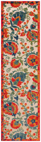 Nourison Aloha Indoor/Outdoor Red Multicolor 2' X 6' Area Rug, Easy Cleaning, Non Shedding, Bed Room, Living Room, Dining Room, Backyard, Deck, Patio (2X6)