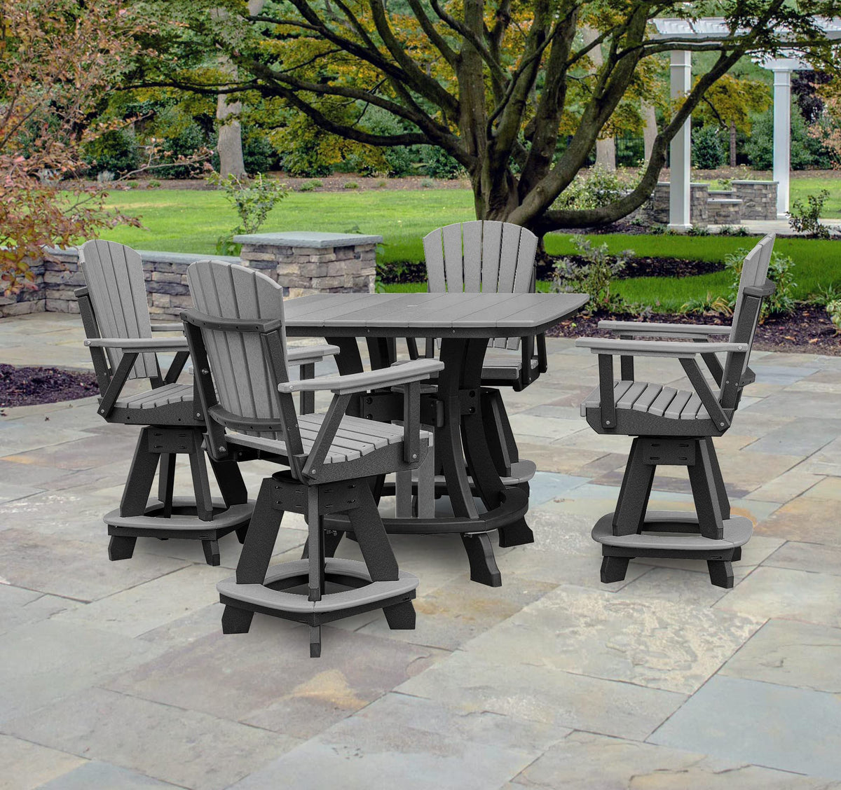 American Furniture Classics Five Piece Square Counter Height Dining Set, Light Gray/Black