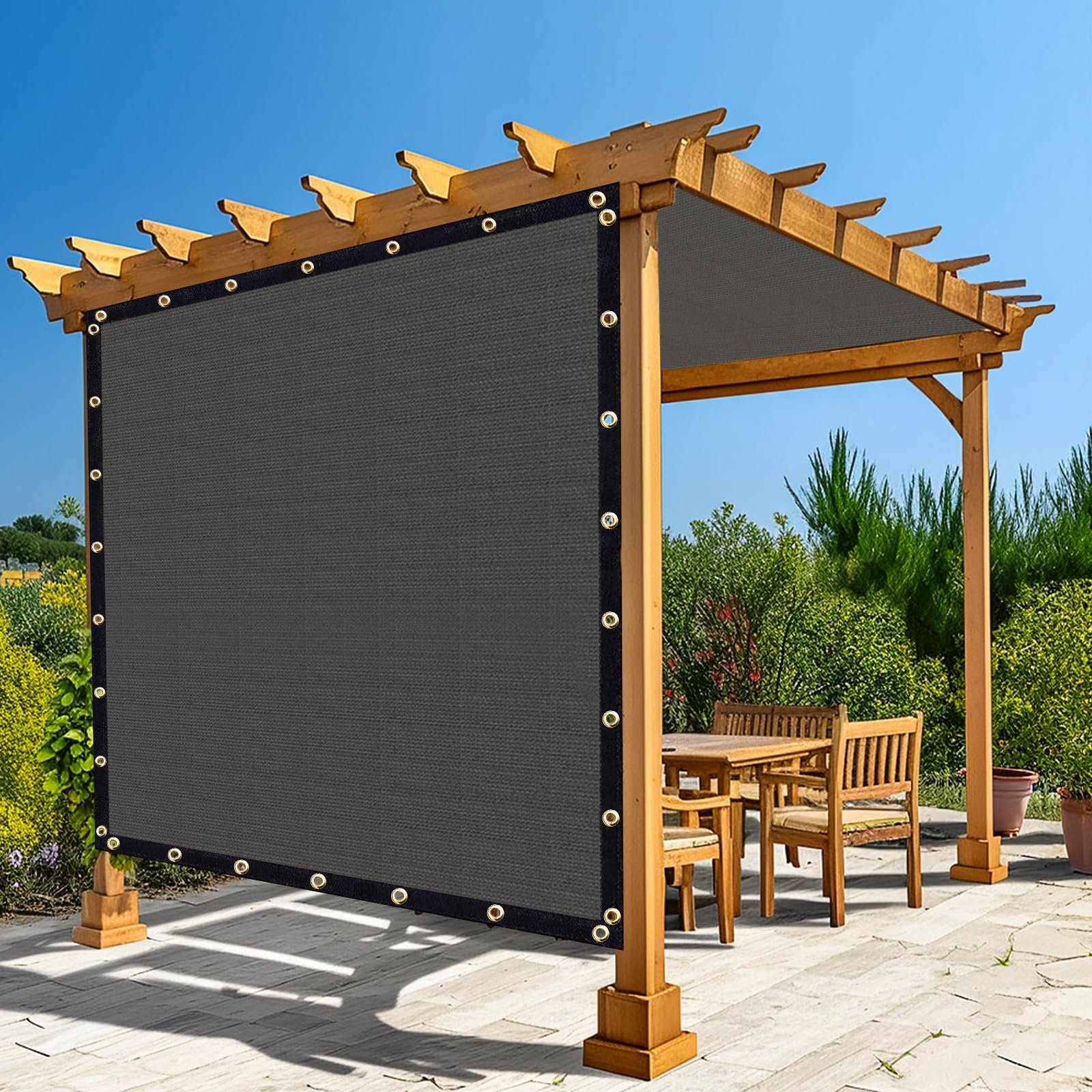 Amagenix 90% Pergola Shade Cover 18'X 23' Dark Grey Sun Shade Cloth With Grommets Hyw For Outdoor Garden Patio Porch-Commercial