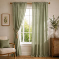 HOMEMONDE Cotton Curtains Sheer Taxture Linen Set of 2 Drapes with Rod Pocket for Living Room, Bedroom Decor, 5 Feet, Mint Green
