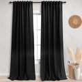 KOUFALL Black Sheer Curtains 108 Inches Long for Sliding Glass Door 2 Panels Set Rod Pocket Back Tab Drapes Linen Total Width 10
