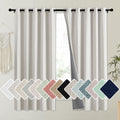 NICETOWN Snowbound Vintage Linen 100% Blackout Curtains for Kitchen, Thermal Insulated Curtains 63 Long, Noise Reducing Window T