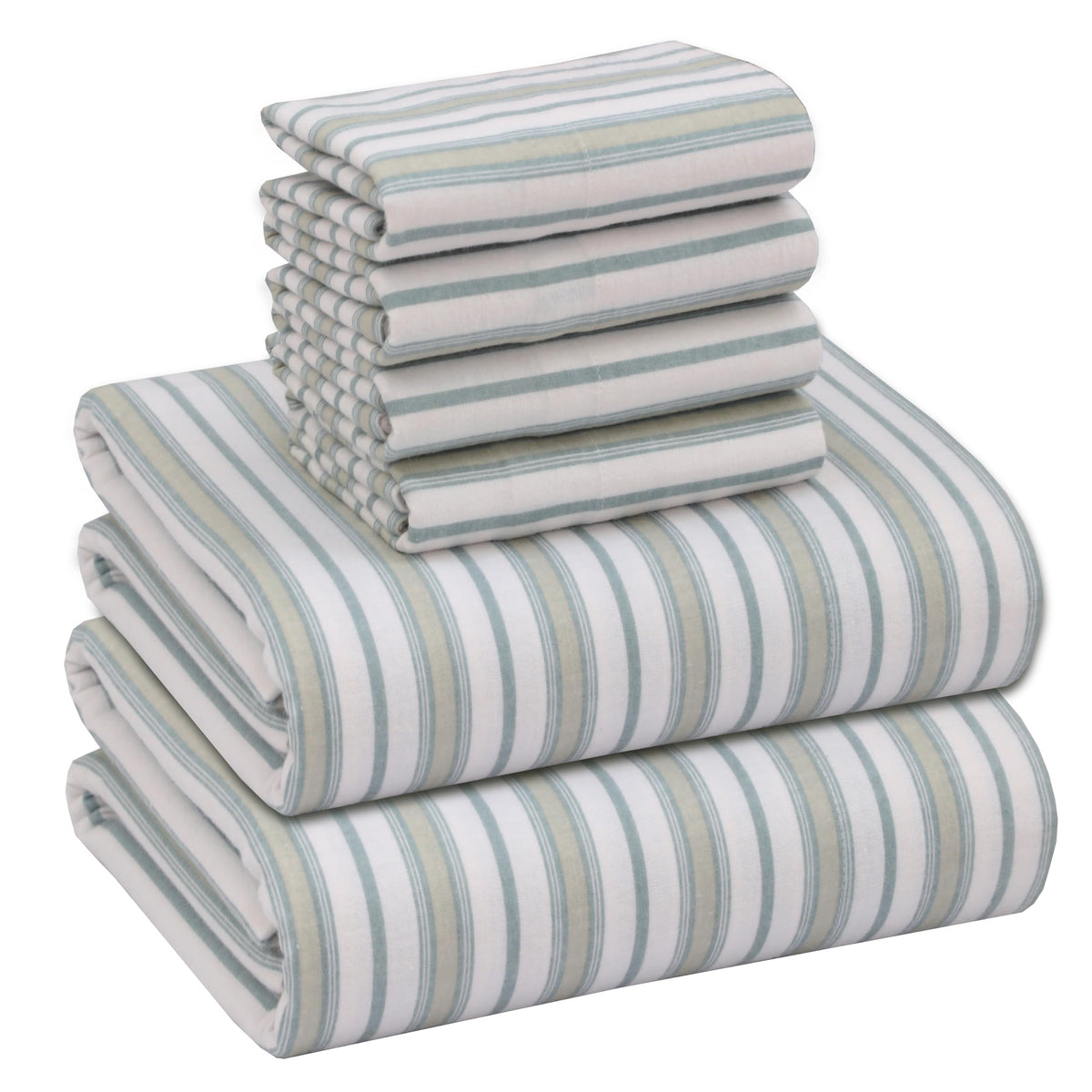 Ruvanti Flannel Sheets California King Size 6 Pcs - 100% Cotton Brushed Cal King Bed Sheets Set, Deep Pockets 16 Inches, All Sea