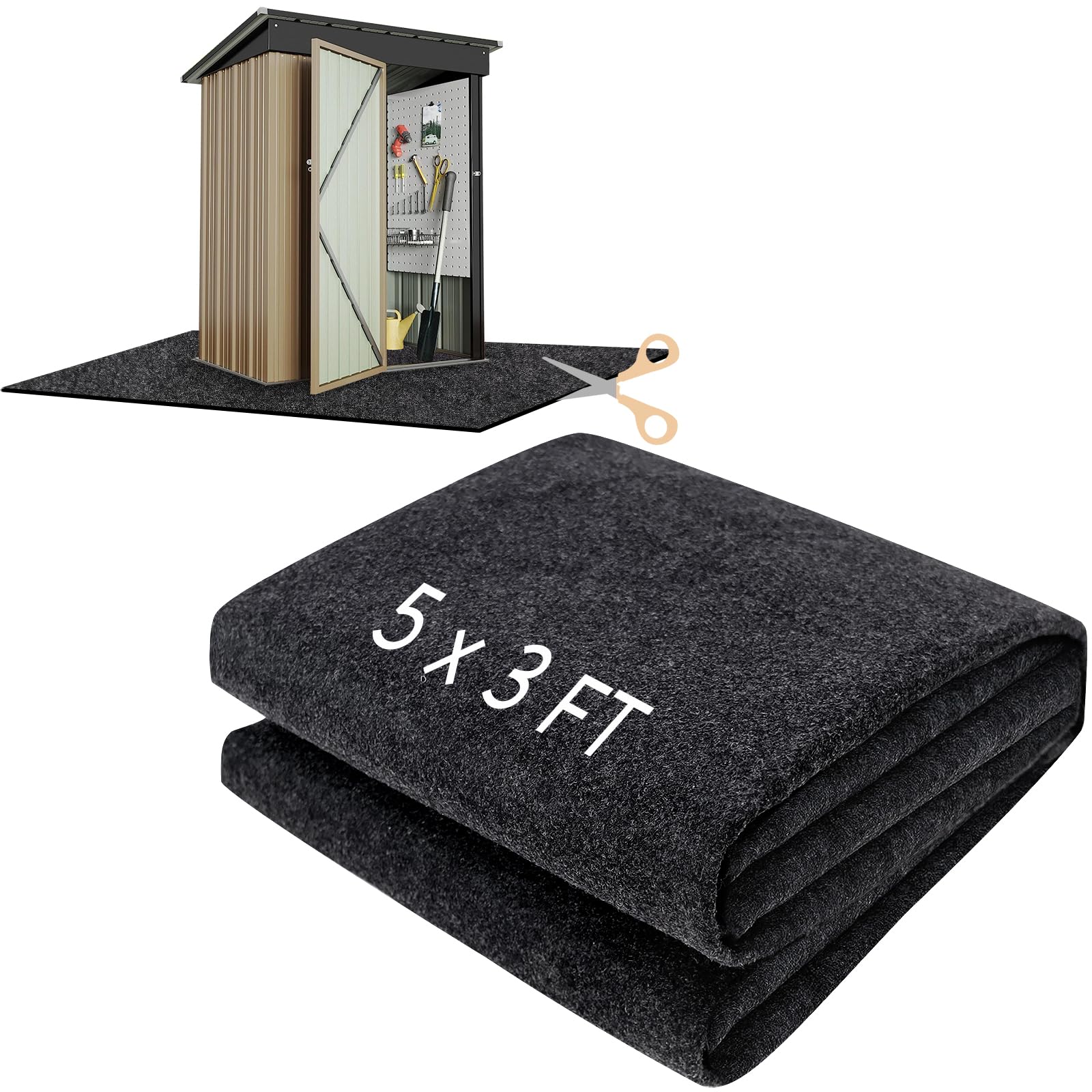 Holymaji 5 X 3 Ft Outdoor Storage Shed Floor Mat Waterproof Small Shed Flooring Mat Washable Carport Furniture Dustproof Anti-Sl