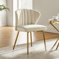 HULALA HOME Velvet Dining Chairs, Modern Small Armless Accent Chair with Gold Metal Legs, Living Room Upholstered Cute Side Chai