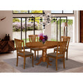 East West Furniture POAV5-SBR-C 5 Piece Dinette Set for 4 Includes an Oval Room Table with Butterfly Leaf and 4 Linen Fabric Kitchen Dining Chairs, 42x60 Inch