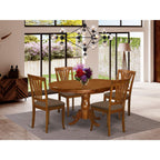 East West Furniture POAV5-SBR-C 5 Piece Dinette Set for 4 Includes an Oval Room Table with Butterfly Leaf and 4 Linen Fabric Kitchen Dining Chairs, 42x60 Inch