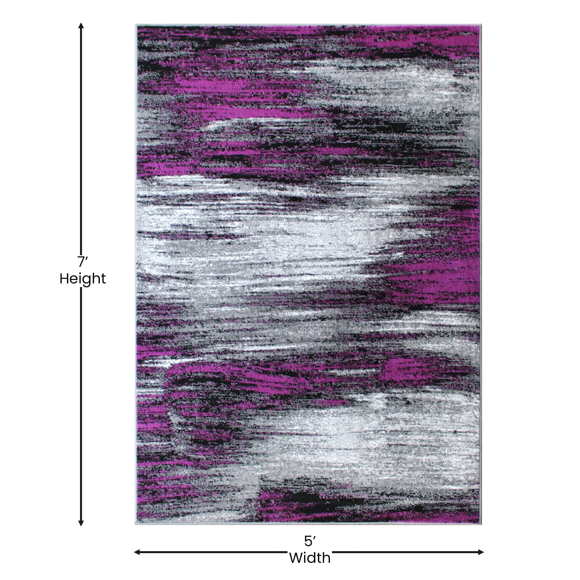 Flash Furniture Rylan Collection Abstract Area Rug - Scraped Design Purple Olefin Rug - 5' X 7' Area Rug - Jute Backing - Living Room, Bedroom, & Family Room