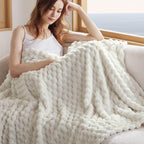 Bedsure Cozy Throw Blanket For Women - Super Soft Fleece Throw Blankets For Couch, Cute Small Fuzzy Blanket For Girls, Off White, 50X60 Inches