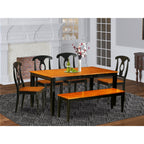East West Furniture NIKE6-BCH-W 6 Piece Modern Set Contains a Rectangle Wooden Table with Butterfly Leaf and 4 Dining Chairs with a Bench, 36x66 Inch, Black & Cherry