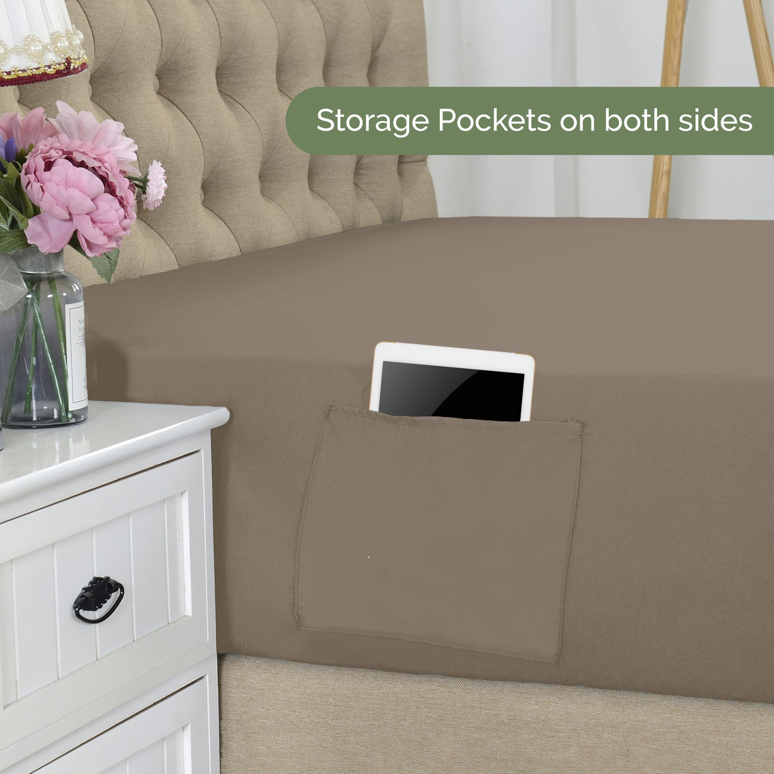 Elegant Comfort 1500 Premium Hotel Quality 18-21 Inches Deep - Extra Deep Pocket Single Fitted Sheet For High Mattress, Luxury And Softest, Smart Pocket - Wrinkle Free, Full, Taupe