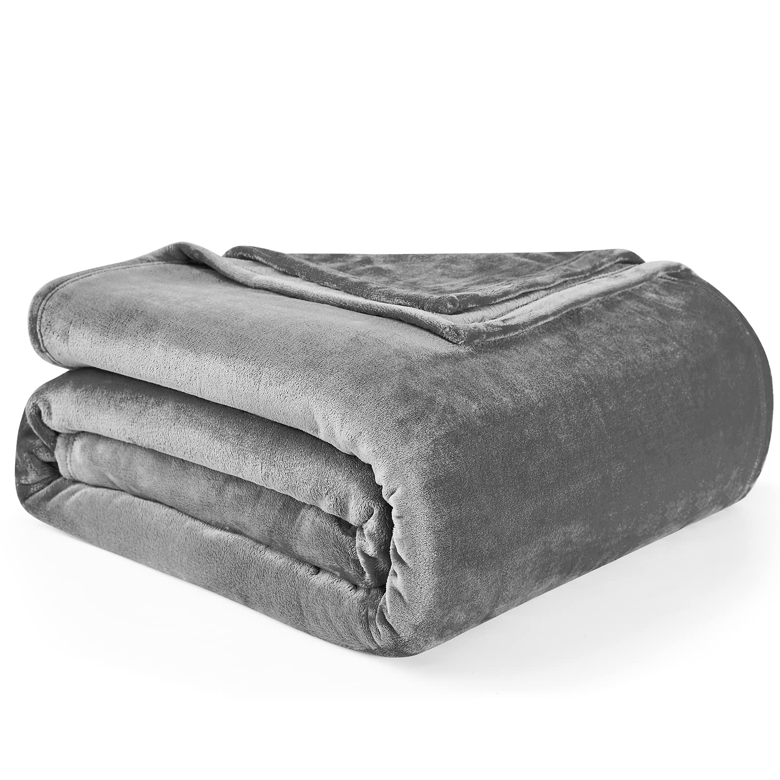 Hansleep Fleece King Size Blanket For Bed Grey, Super Soft Flannel Fuzzy King Size Blanket Gray, Plush Cozy Blanket For All Seas