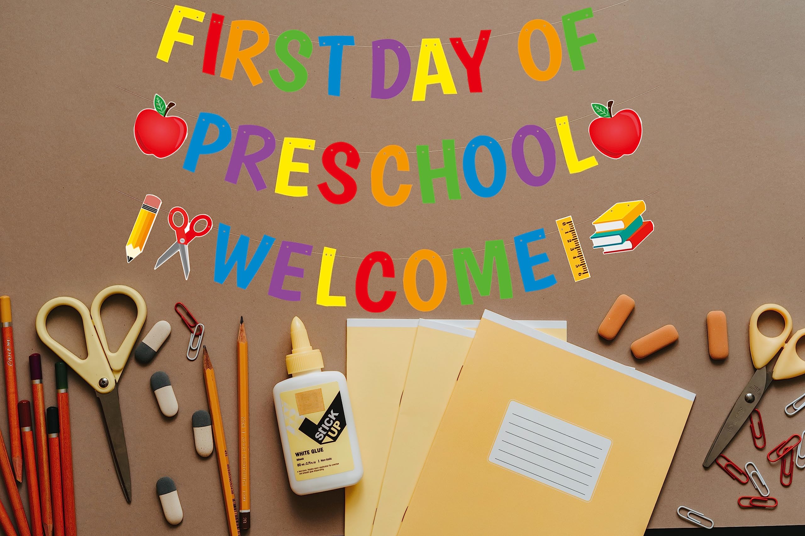 First Day Of Preschool Banner Decorations, Back To School Preschool Party Supplies, Welcome Back To Preschool Banner, Back To Sc