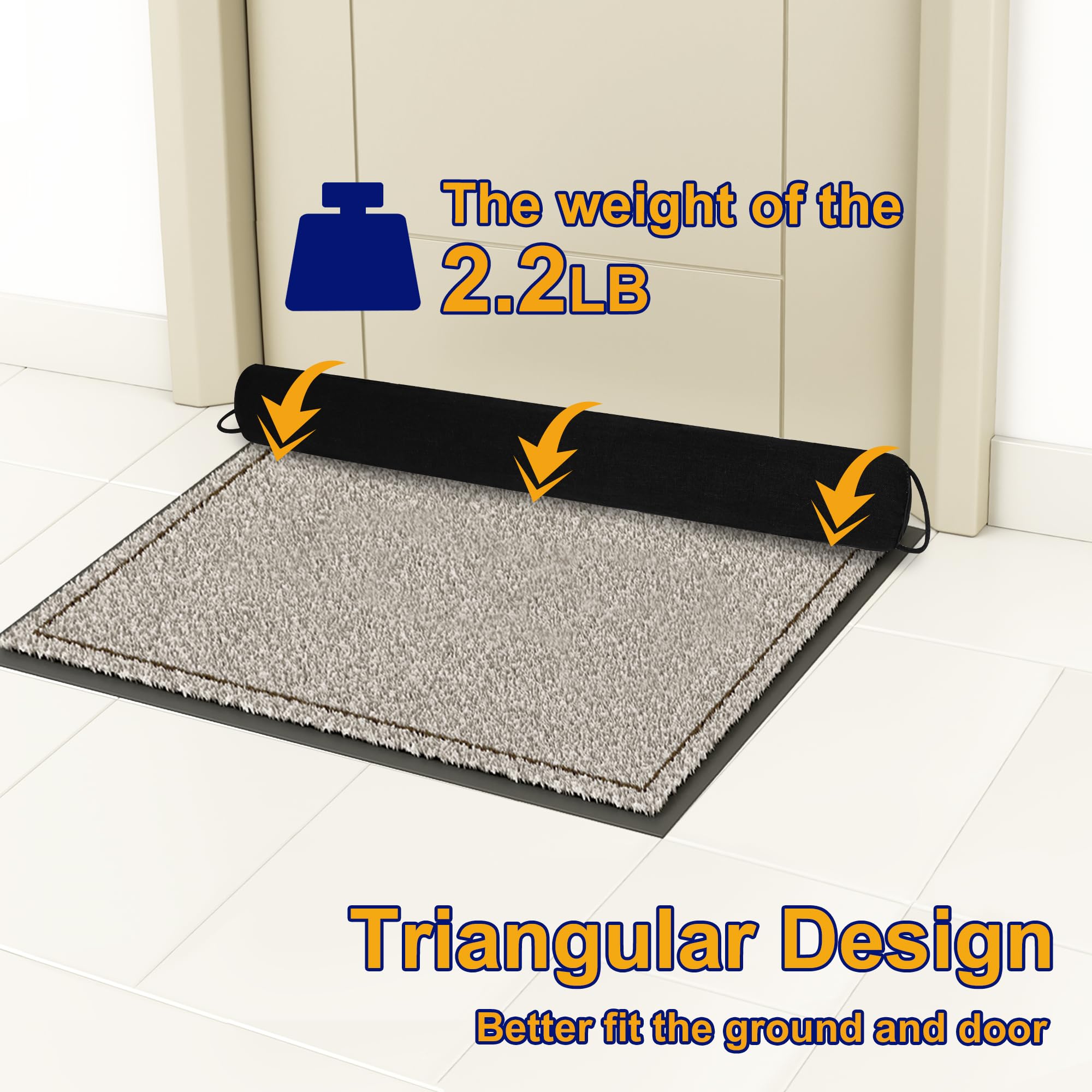 Nabowan 30'' Weighted Under Door Draft Stopper -Triangular Door Draft Blocker With Hook Loops For Easy Install, Save Energy, Hom