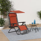 Best Choice Products Folding Zero Gravity Outdoor Recliner Patio Lounge Chair W/Adjustable Canopy Shade, Headrest, Side Accessory Tray, Textilene Mesh - Burnt Orange