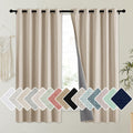 NICETOWN Oatmeal Vintage Open Linen Weave Flax Thermal Curtains, 100% Blackout Curtains 63 Long for Dining Room, Soundproof Wind