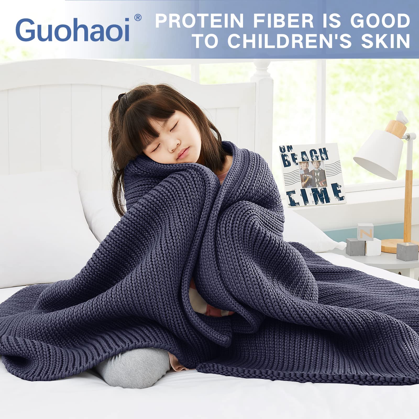 Guohaoi Knitted Weighted Blanket(Dark Grey 50''X60'' 7Lbs),Home D  Cor Cooling Throw Blanket For Hot Sleepers,Hand Made Chunky K