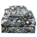 Jsd Black Paisley Floral Printed Sheet Set Cal King, 4 Piece Soft Pattern Microfiber Sheets Extra Deep Pocket