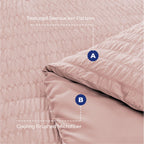 Hymokege Rose Gold Queen Comforter Set Seersucker 7 Pieces, All Season Luxury Bed In A Bag For Bedroom, Bedding Set With Comfort