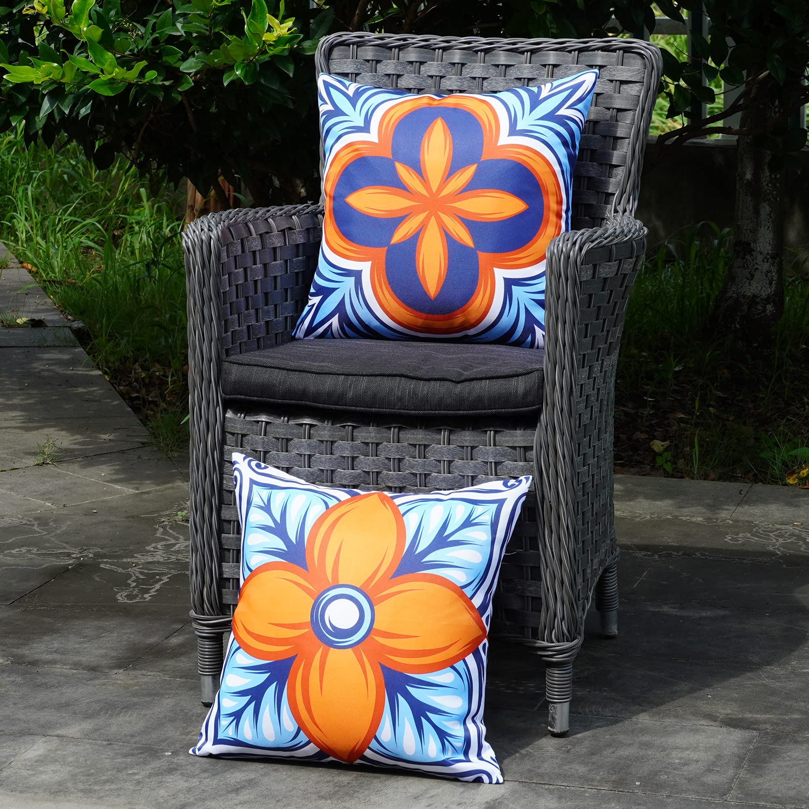 Onway Outdoor Pillow Covers Waterproof 18X18 Set Of 4 Floral Boho Decorative Throw Cushion Cover Farmhouse Pillows For Bench, Co