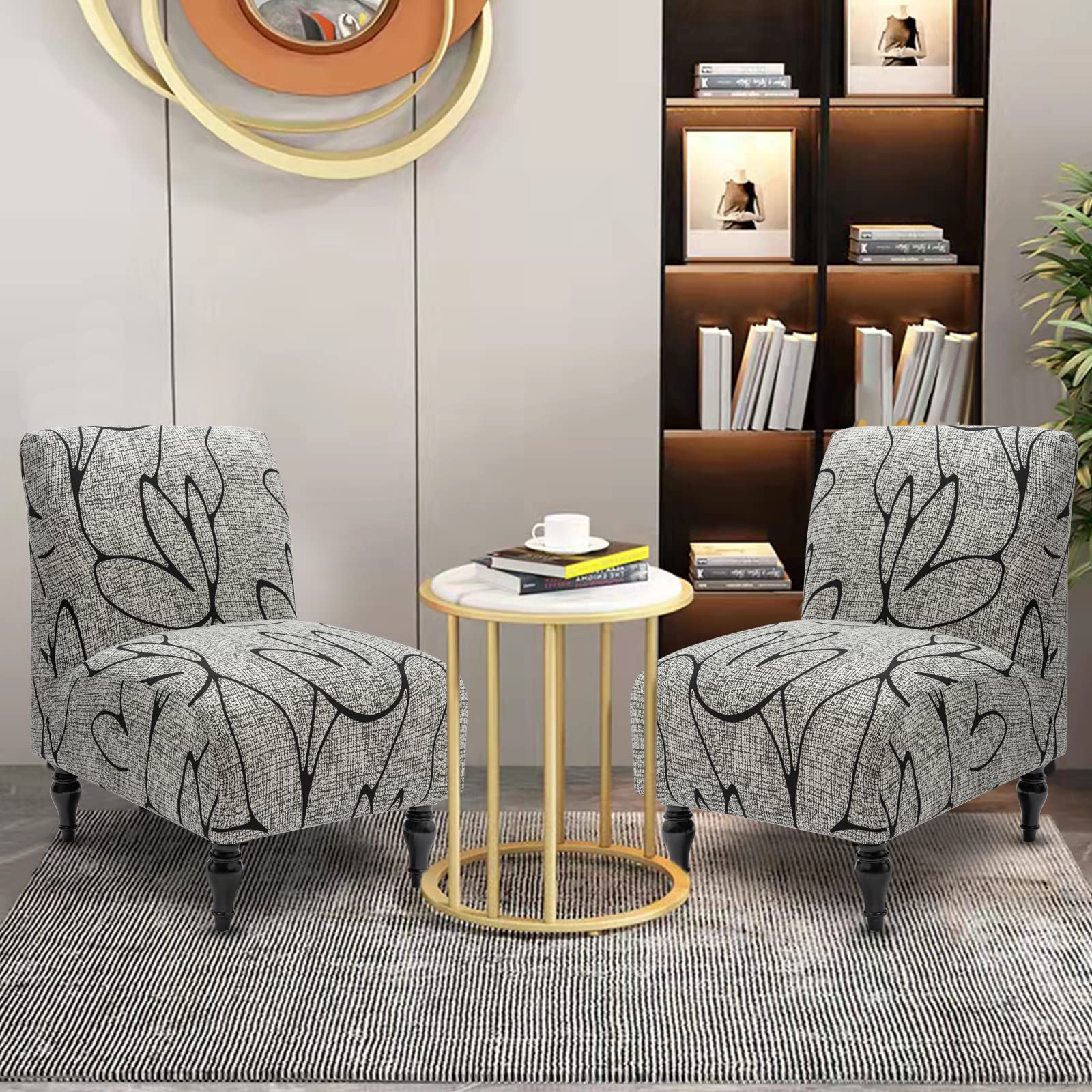 Liykimt Armless Accent Slipper Chair Cover Slipcover,Slipper Chair Without Arms Fabric Stretch Spandex Removable For Armless Cha