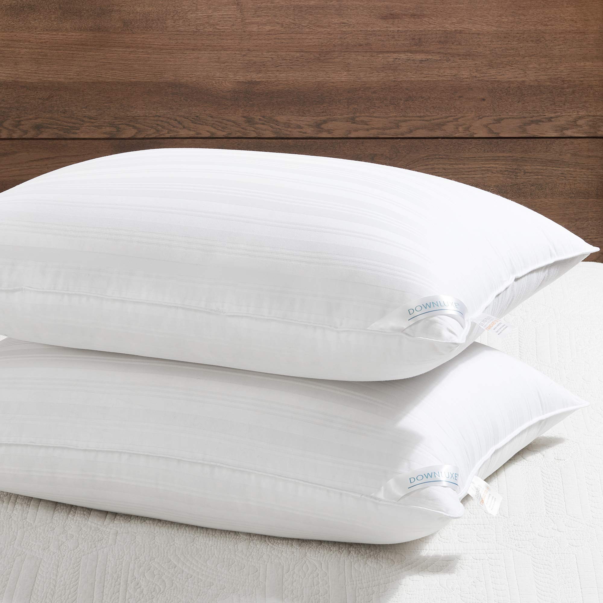 Downluxe Down Alternative Pillows Queen Size Set Of 2 - Hotel Collection Soft Bed Pillows For Sleeping, Perfect For Side, Back A