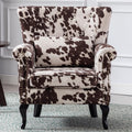Janoray Mid Century Modern Accent Chair Upholstered Armchair Comfy Cowhide-Print Fabric Single Sofa With Tufted Wingback For Sma