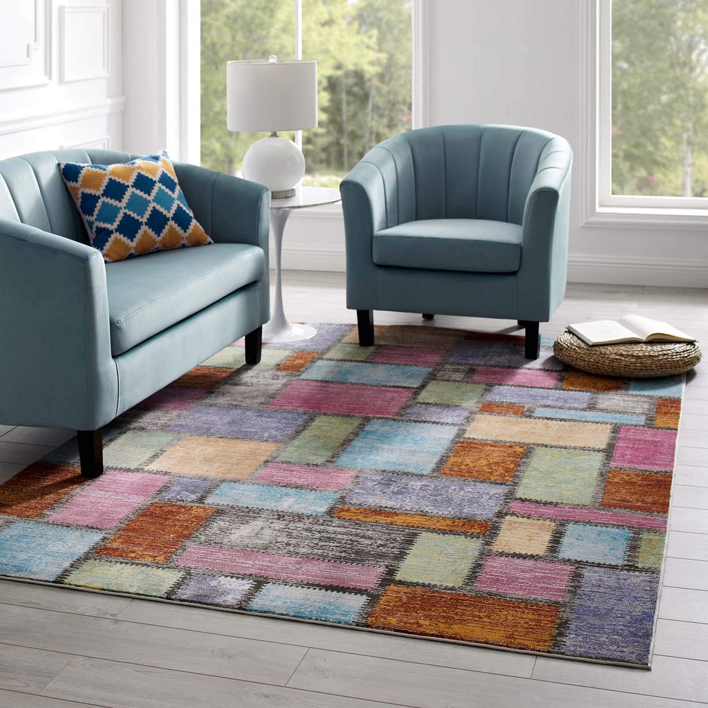Modway Success Nyssa Abstract Geometric Mosaic Area Rug, 5X8, Multicolored