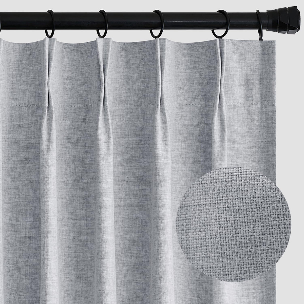 Miulee Linen Pinch Pleated Bedroom Blackout Curtains 96 Inches Long Thermal Insulated Soundproof Room Darkening Curtains Pinch P